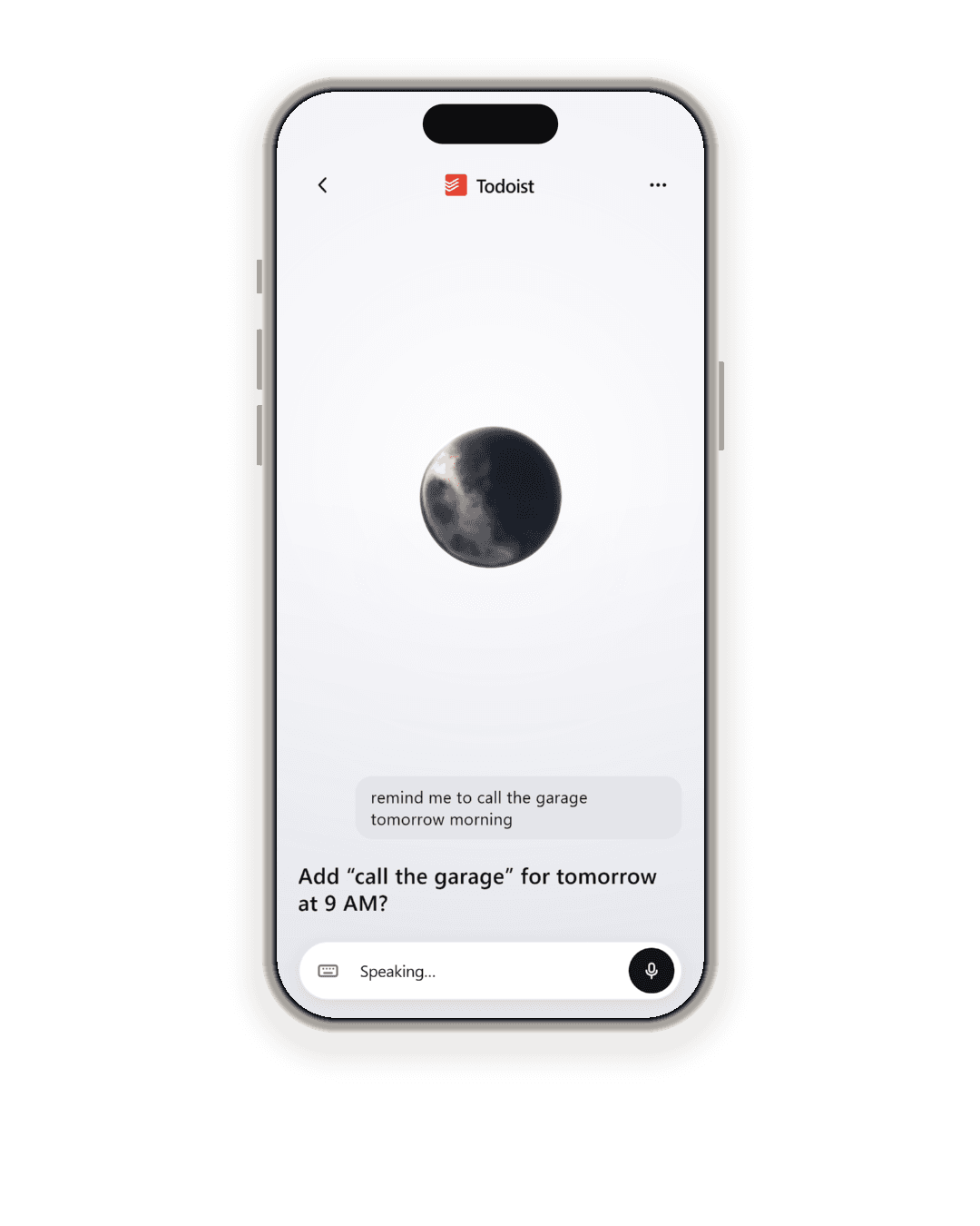 A reminder going into Todoist, confirmed first
